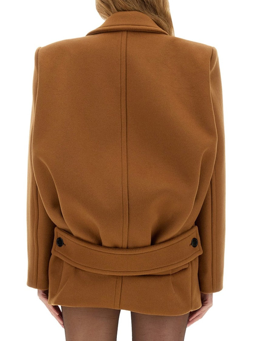Structured Short Wool Coat With Wide Lapels