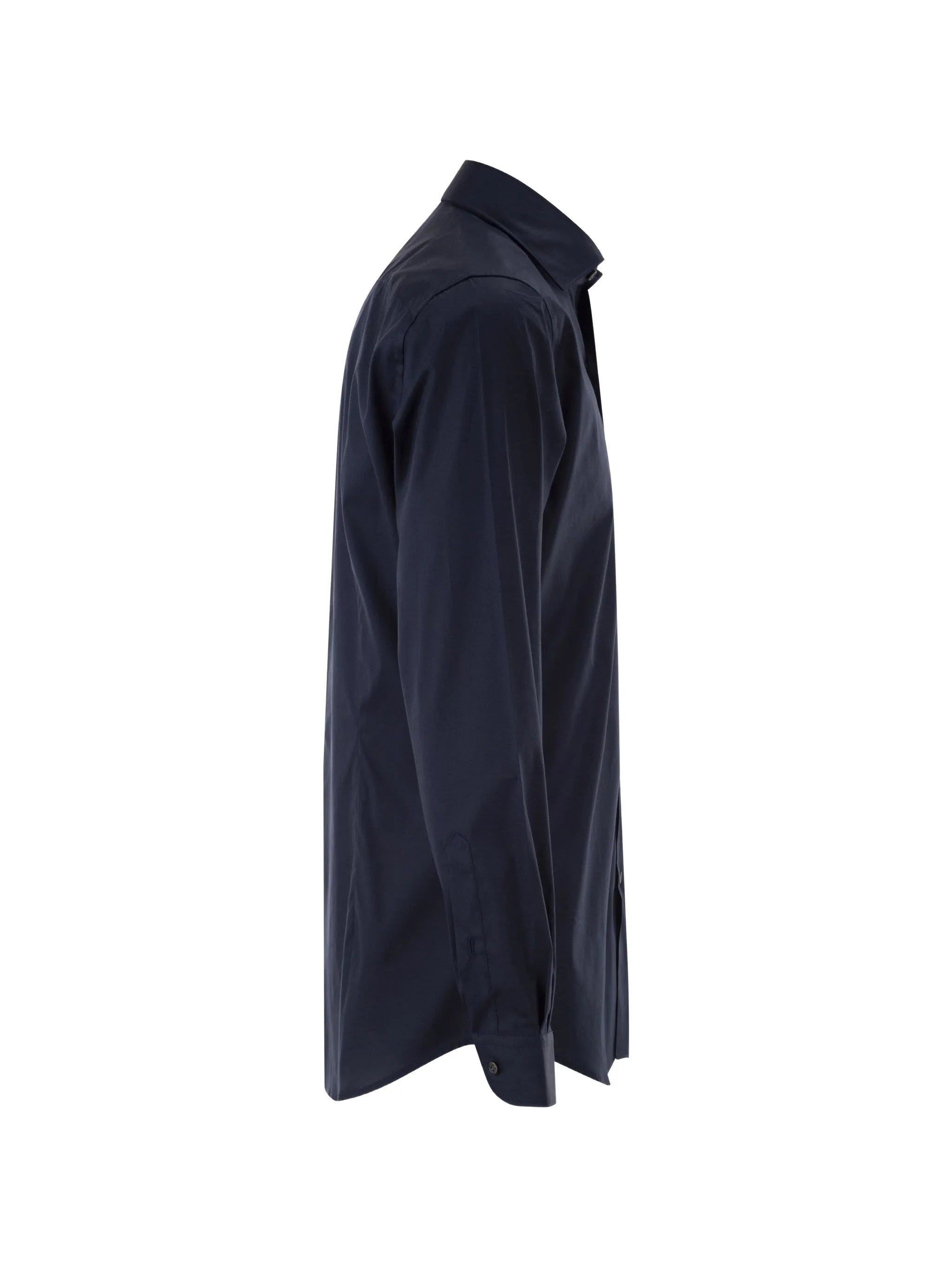 Tailored Long-Sleeve Black Button-Down Shirt