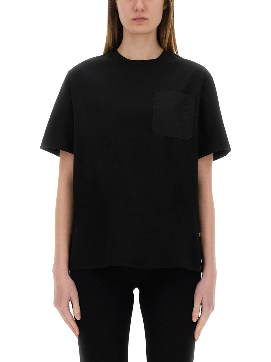 T-Shirt with Side Button Detail in Soft Cotton