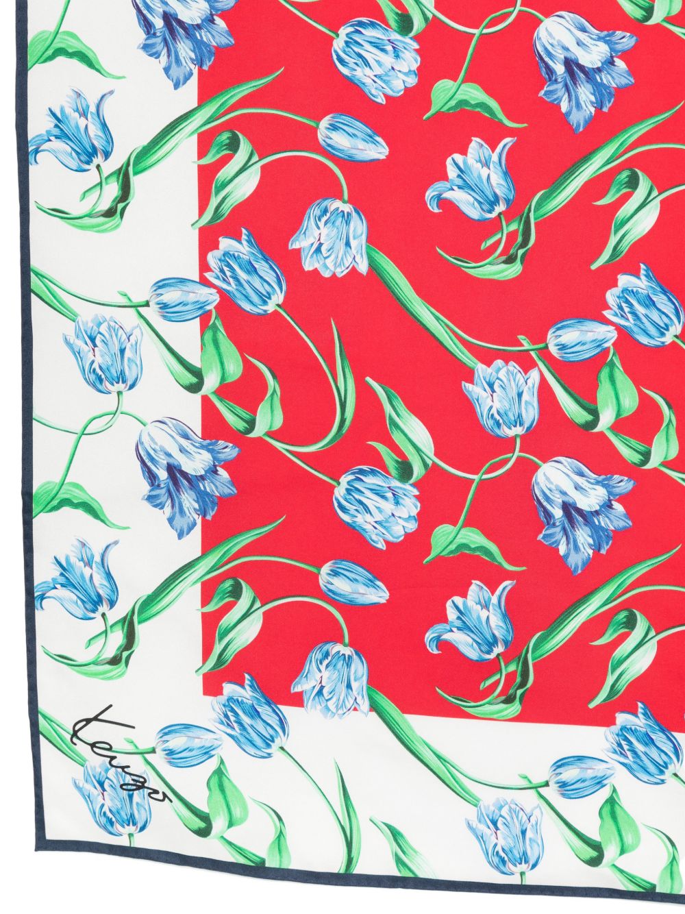 Cerise Red Floral Print Silk Scarf
