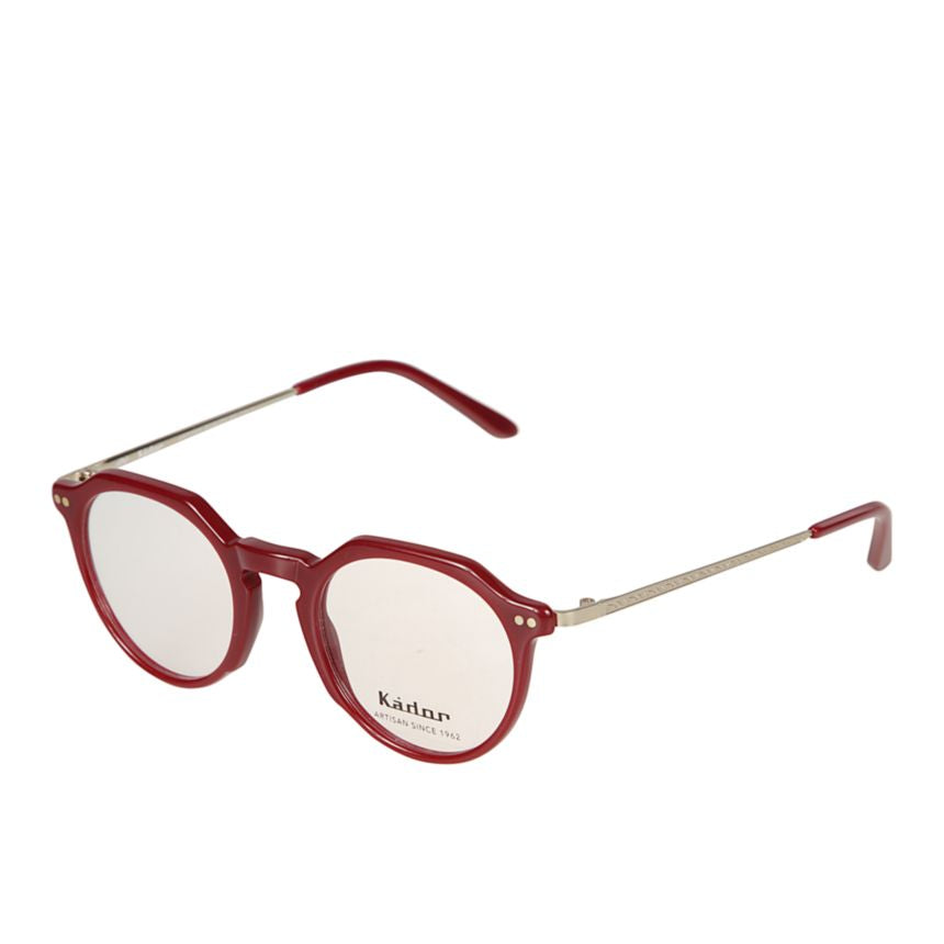 Rayan Round Frame Red Sunglasses with Metallic Temples