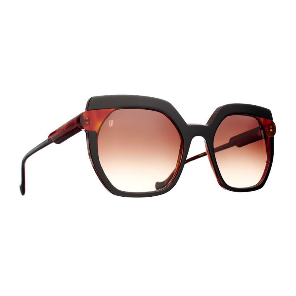 Oversize’owe kwadratowe okulary przeciwsłoneczne z octanu z detalami w kolorze havana