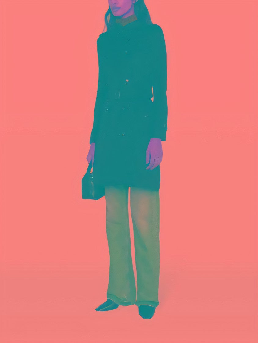 Double-Breasted Cotton Trench Coat with Belted Waist