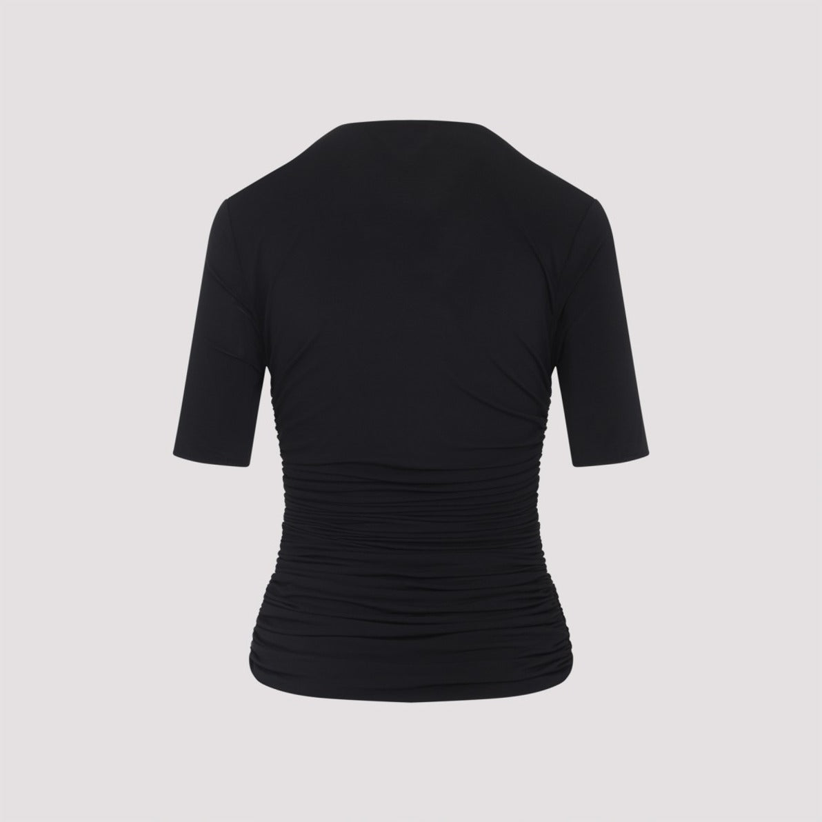 Fitted Black T-Shirt With Textured Silhouette