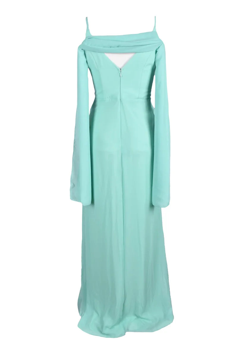 Long Chiffon Dress - Aqua