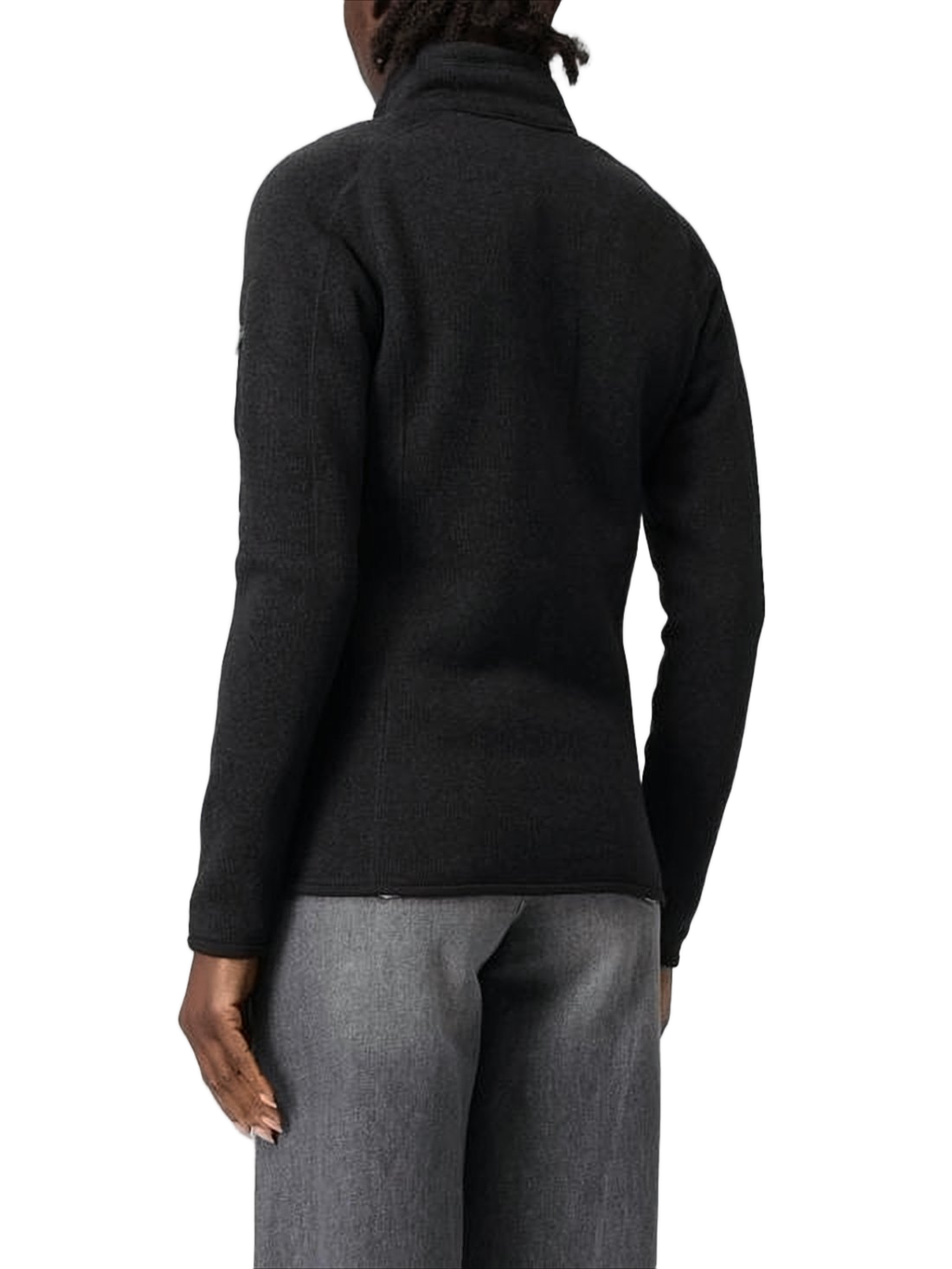 High-Collar Black Jacket with Full Front Zipper