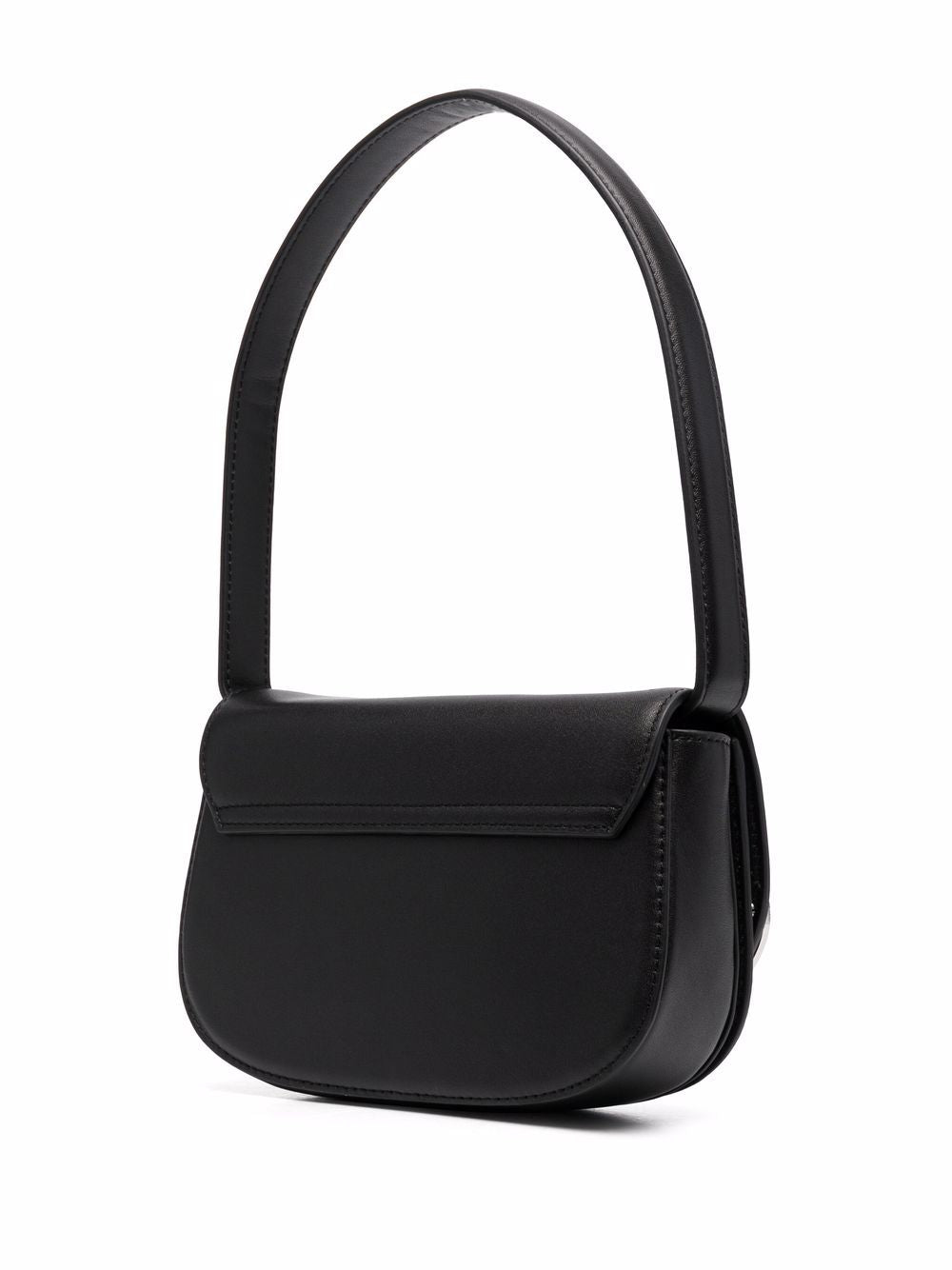 Black Leather Foldover Bag