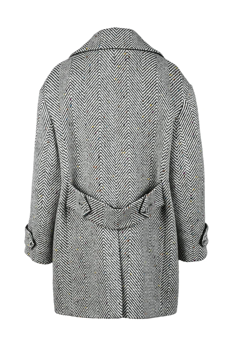 Button Coat - White/Black