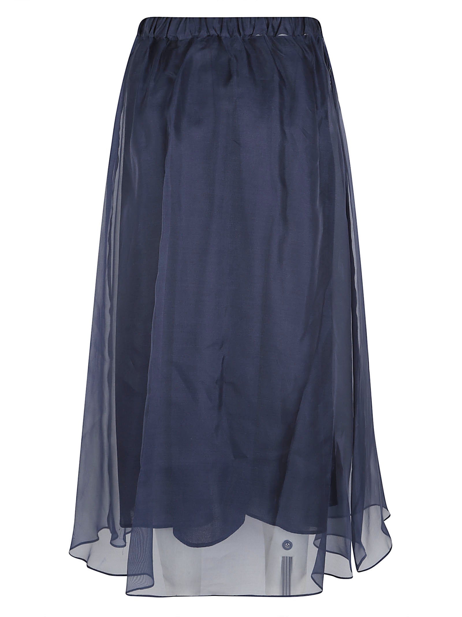 Flared Midi Skirt with Pleated Detailing in Silk