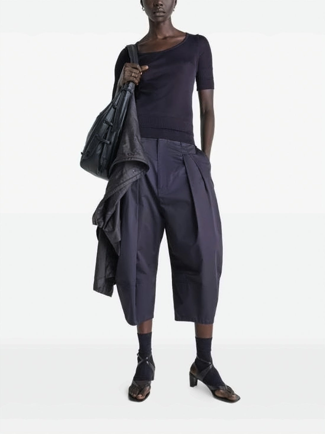 Fitted Short-Sleeve Top with Scoop Neckline