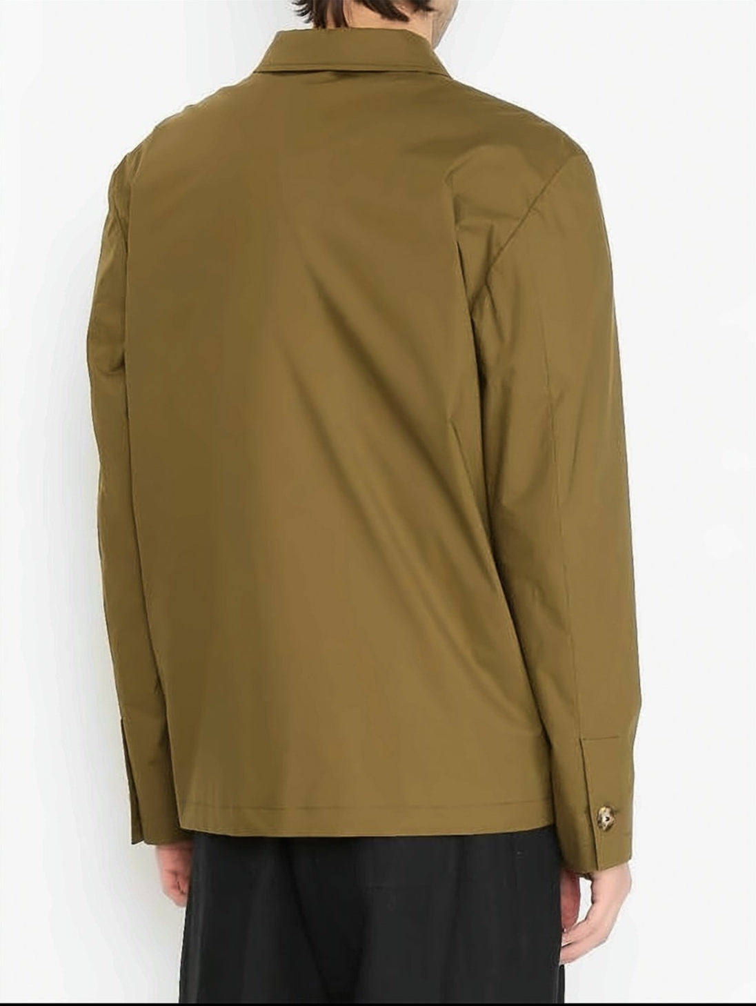 Long-Sleeve Brown Shirt with Structured Collar