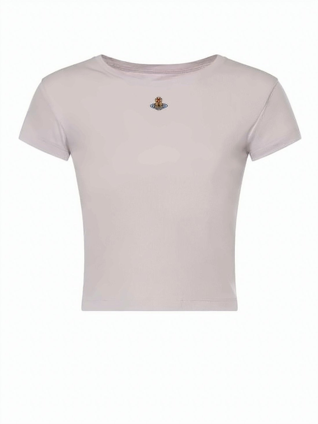 Cropped Short-Sleeved T-shirt with Ribbed Texture
