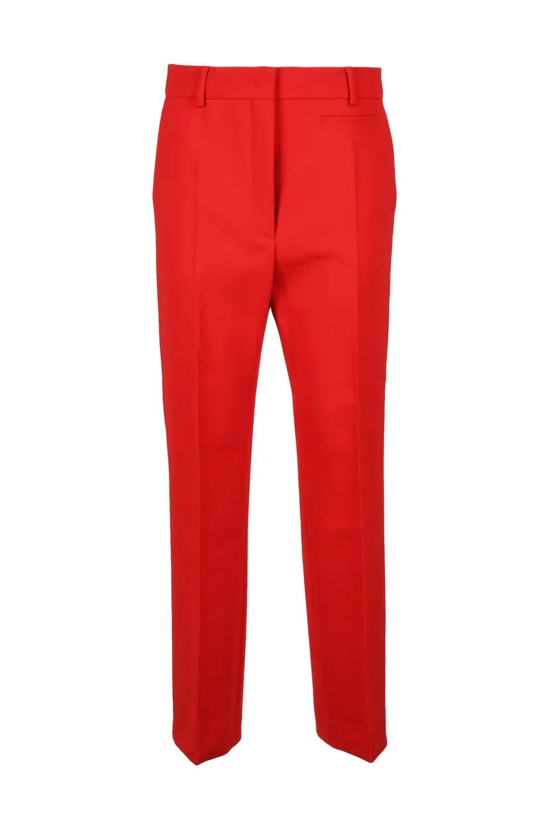 Tailored Straight-Leg Trousers with Red Hue