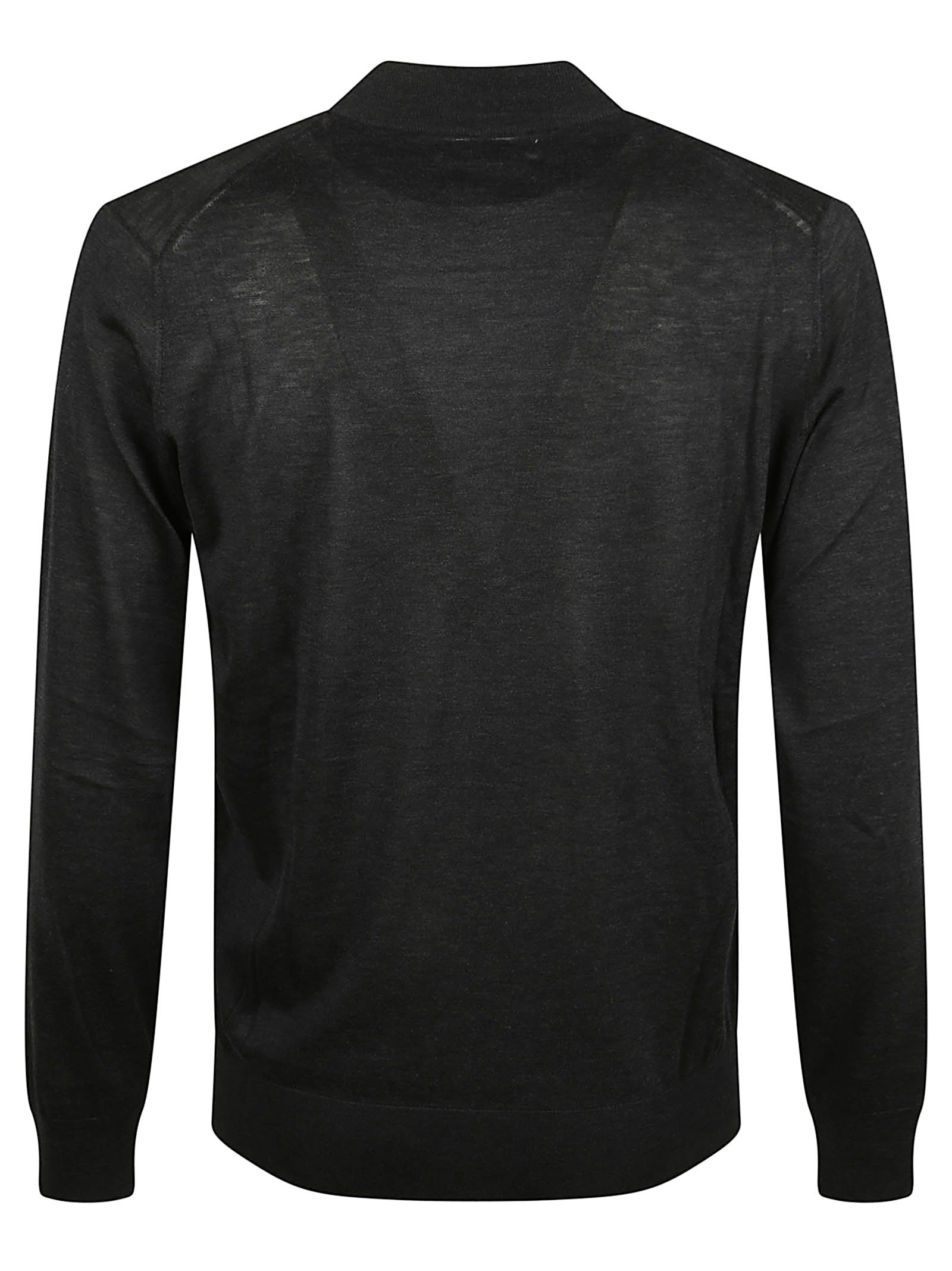 Anthracite Crew Neck Sweater With Ribbed Accents