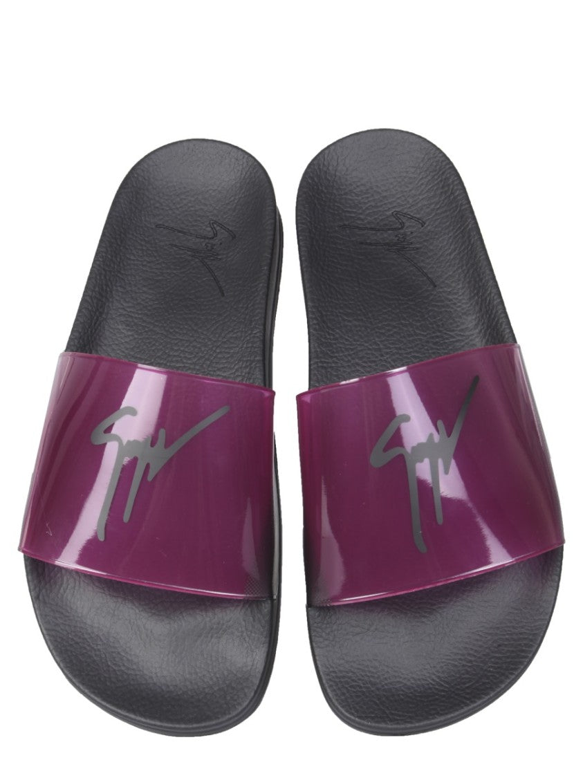 Transparent Purple Polyvinyl Chloride Slide Sandals