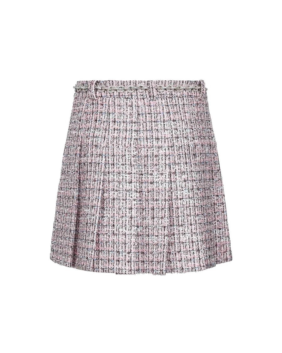Mini Skirt With Pink Bouclé Crystal Belt