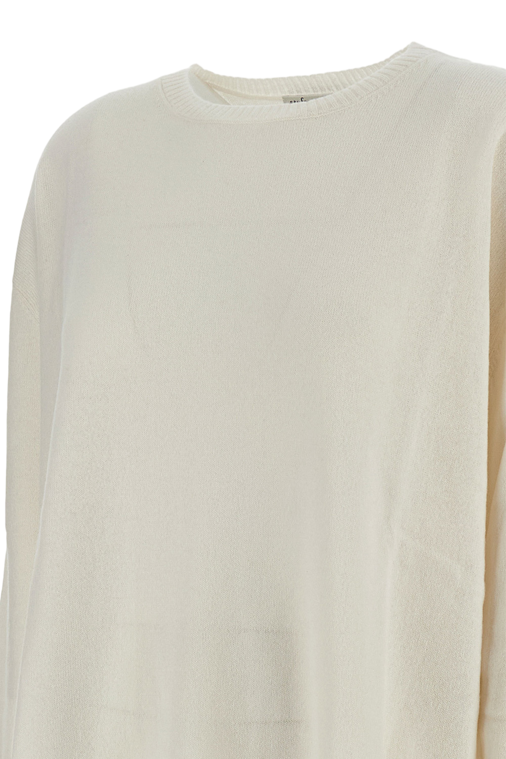 White Knit Sweater With Classic Fit