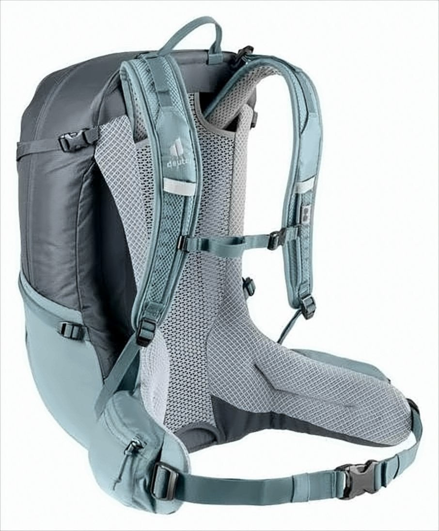 Two-Tone Ventilated Deuter Backpack With Multiple Compartments