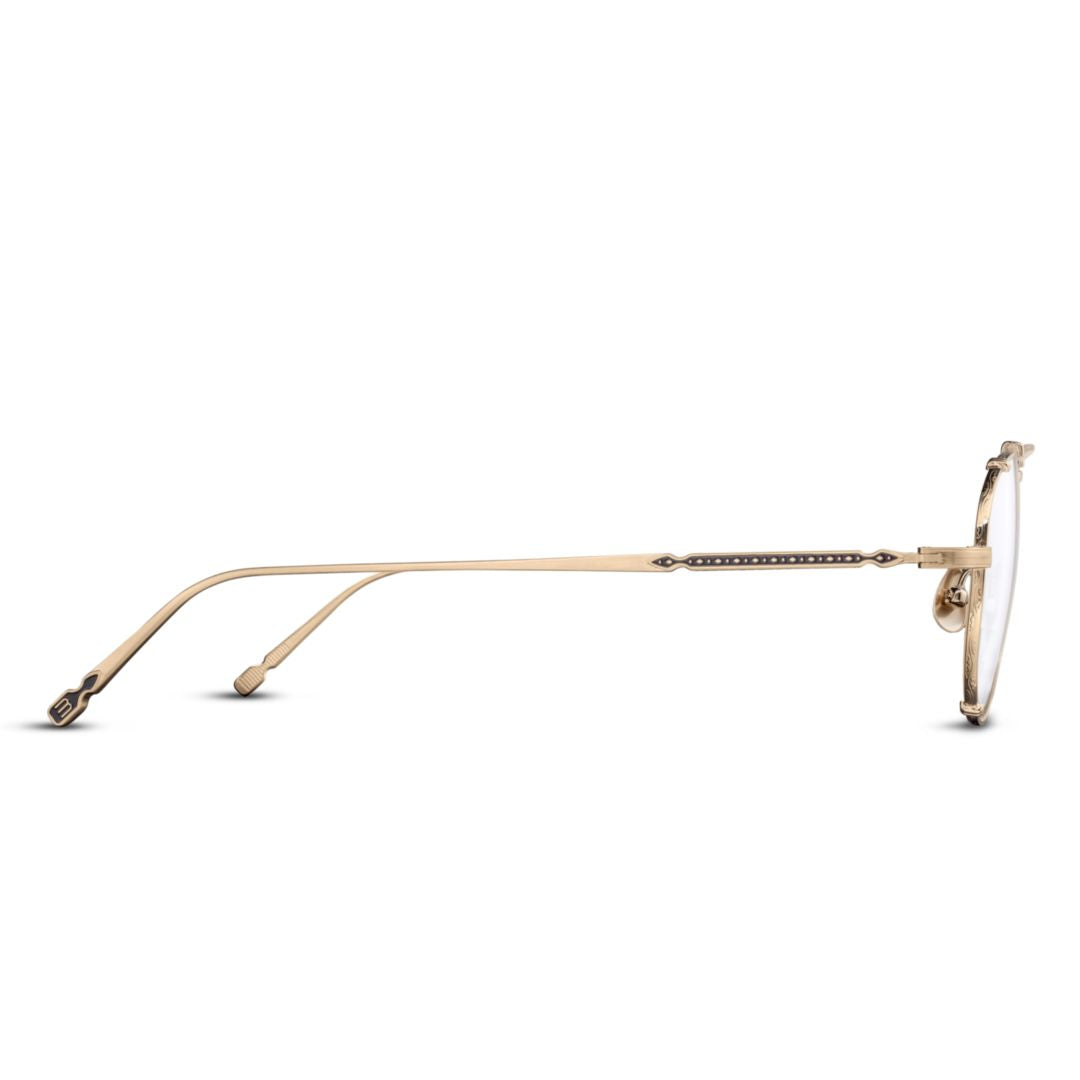 M3142.Rx Sleek Double Bridge Metal Eyeglasses with Intricate Temple Design