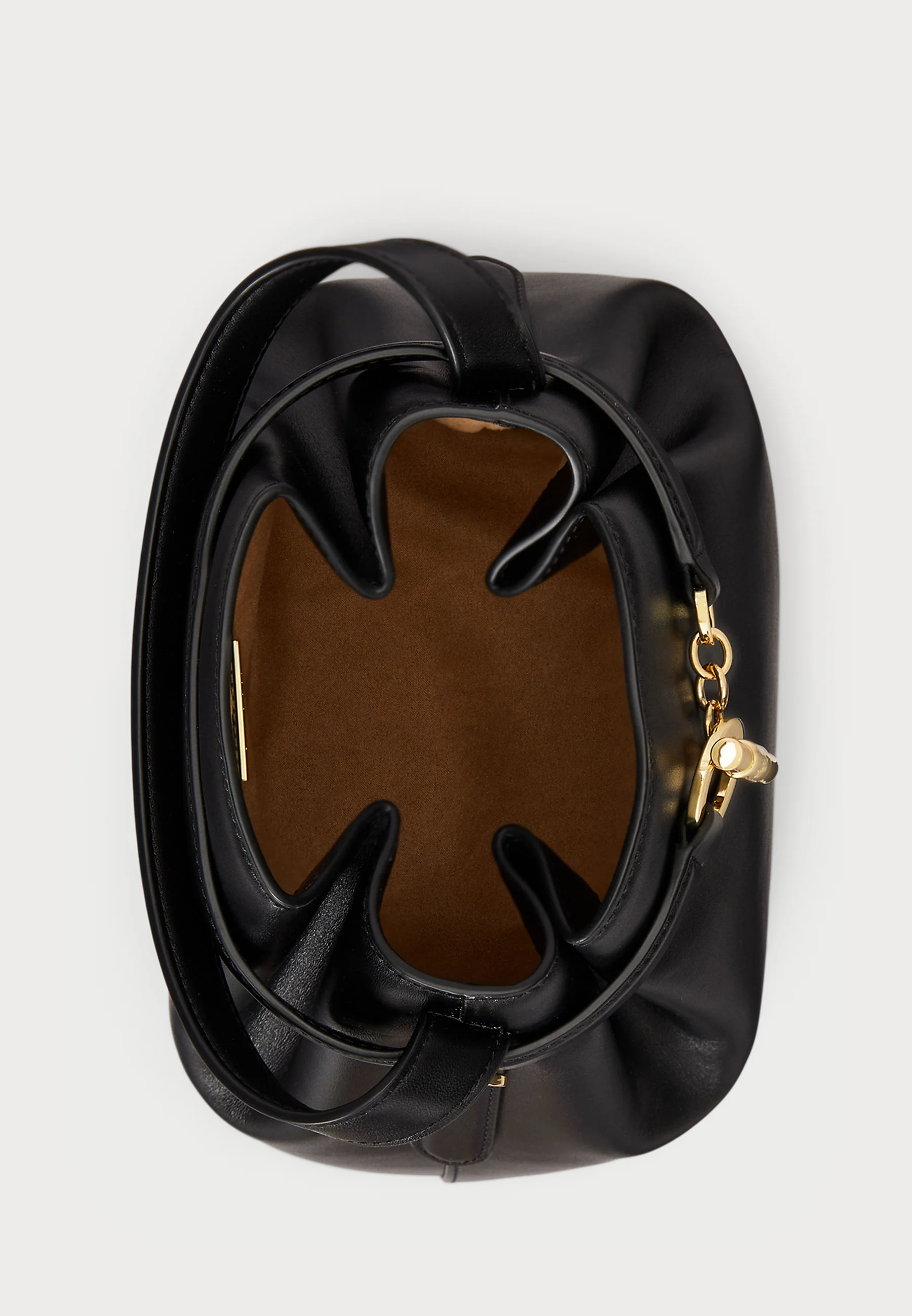 Black Smooth Leather Bucket Bag