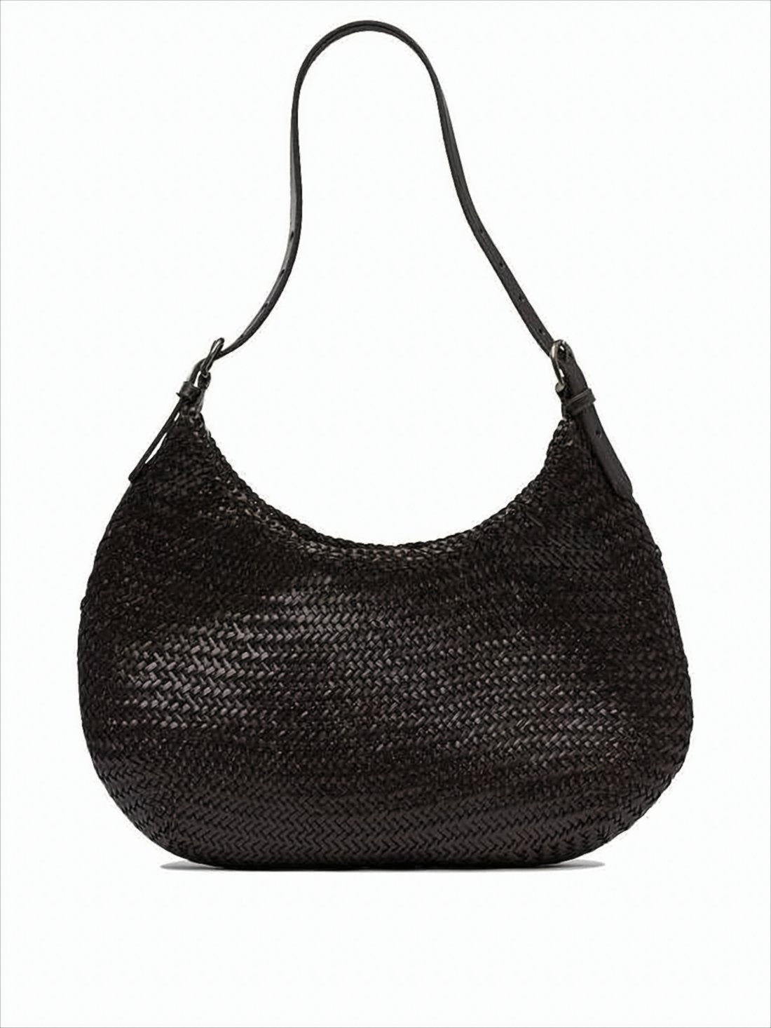 Buffalo Leather Shoulder Bag with Woven Texture