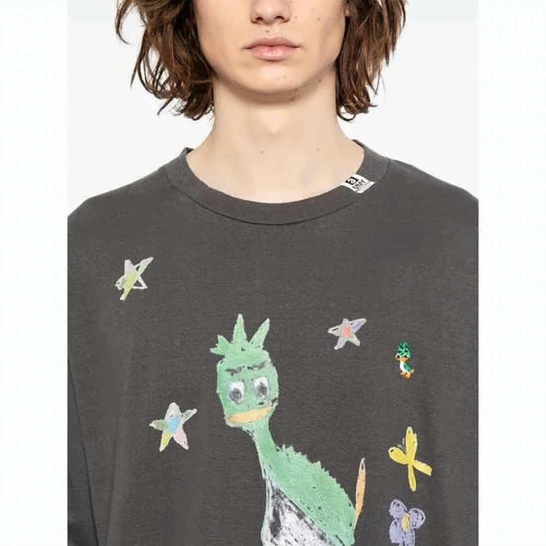 Short-Sleeve Graphic T-Shirt with Playful Bird Motif