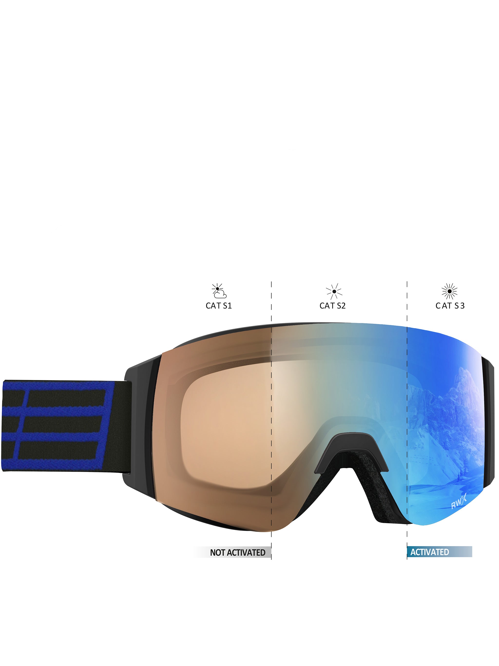 Black Wide Curved Gradient Ski Goggles