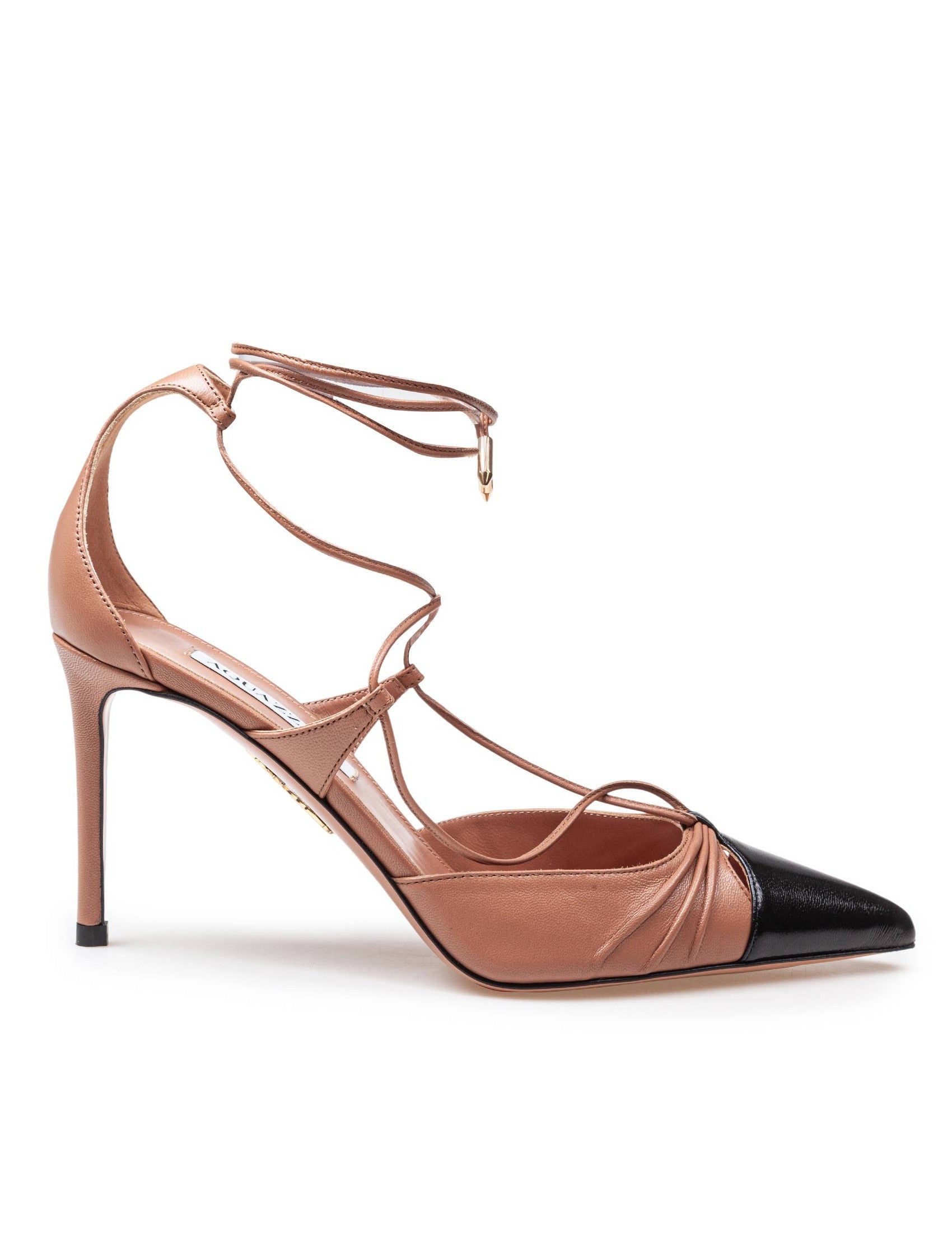 Pink/Black Nappa Leather Decollete' Gabi 85 Pump