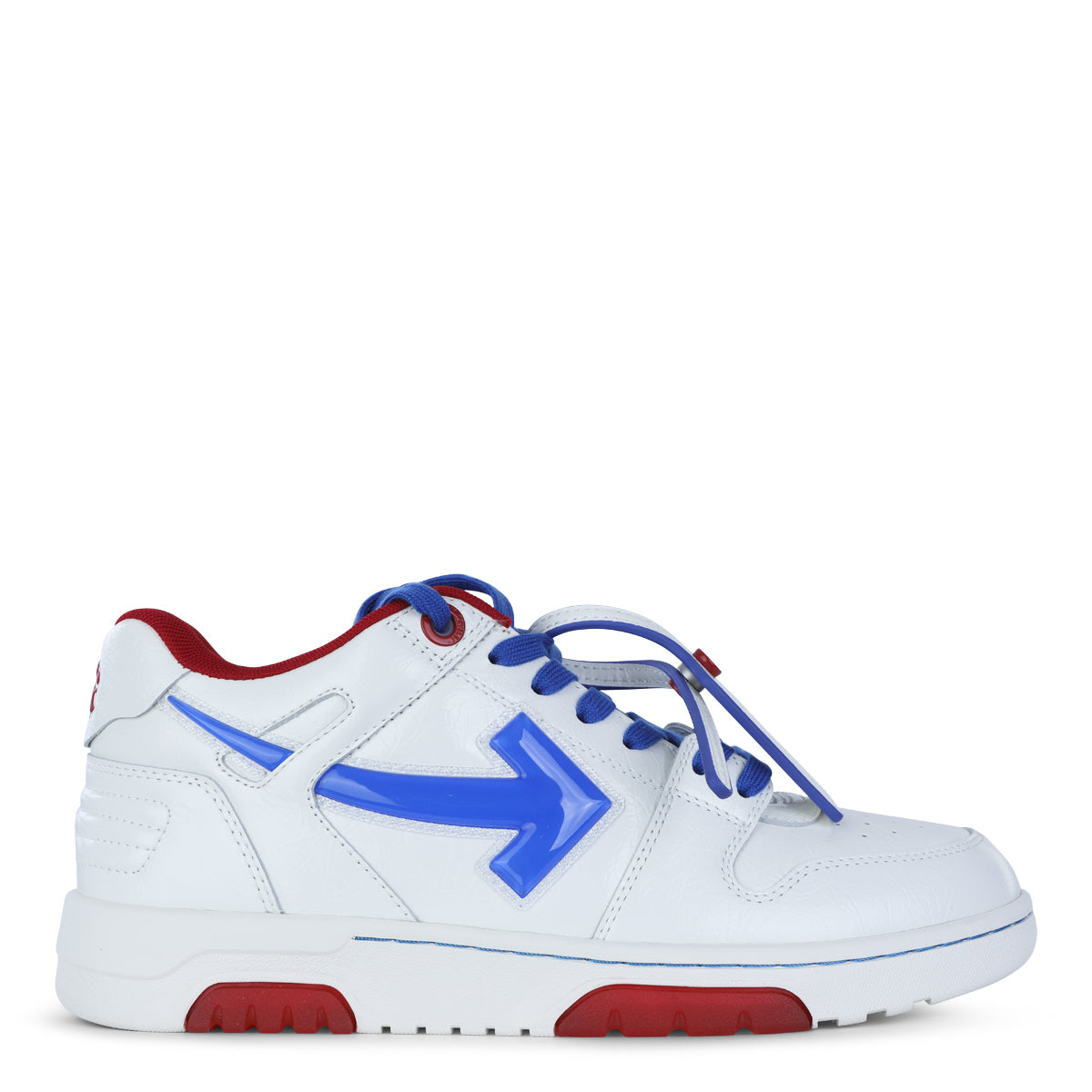 Low-Top Leather Sneakers With Bold Blue Arrow Motifs