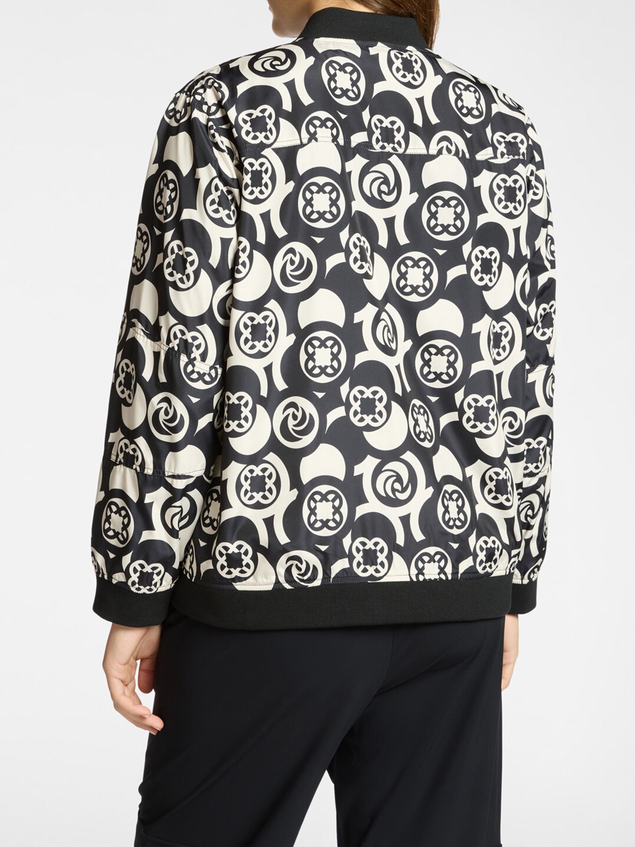 Reversible Geometric Pattern Zip Bomber Jacket