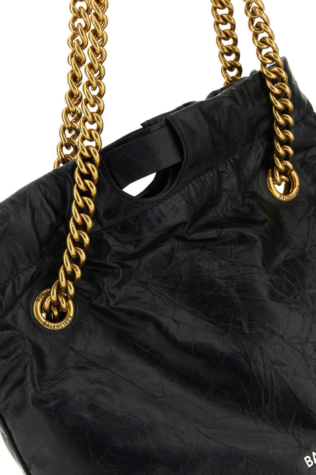 Glossy Calf Leather Tote Bag With Gold-Chain Handle