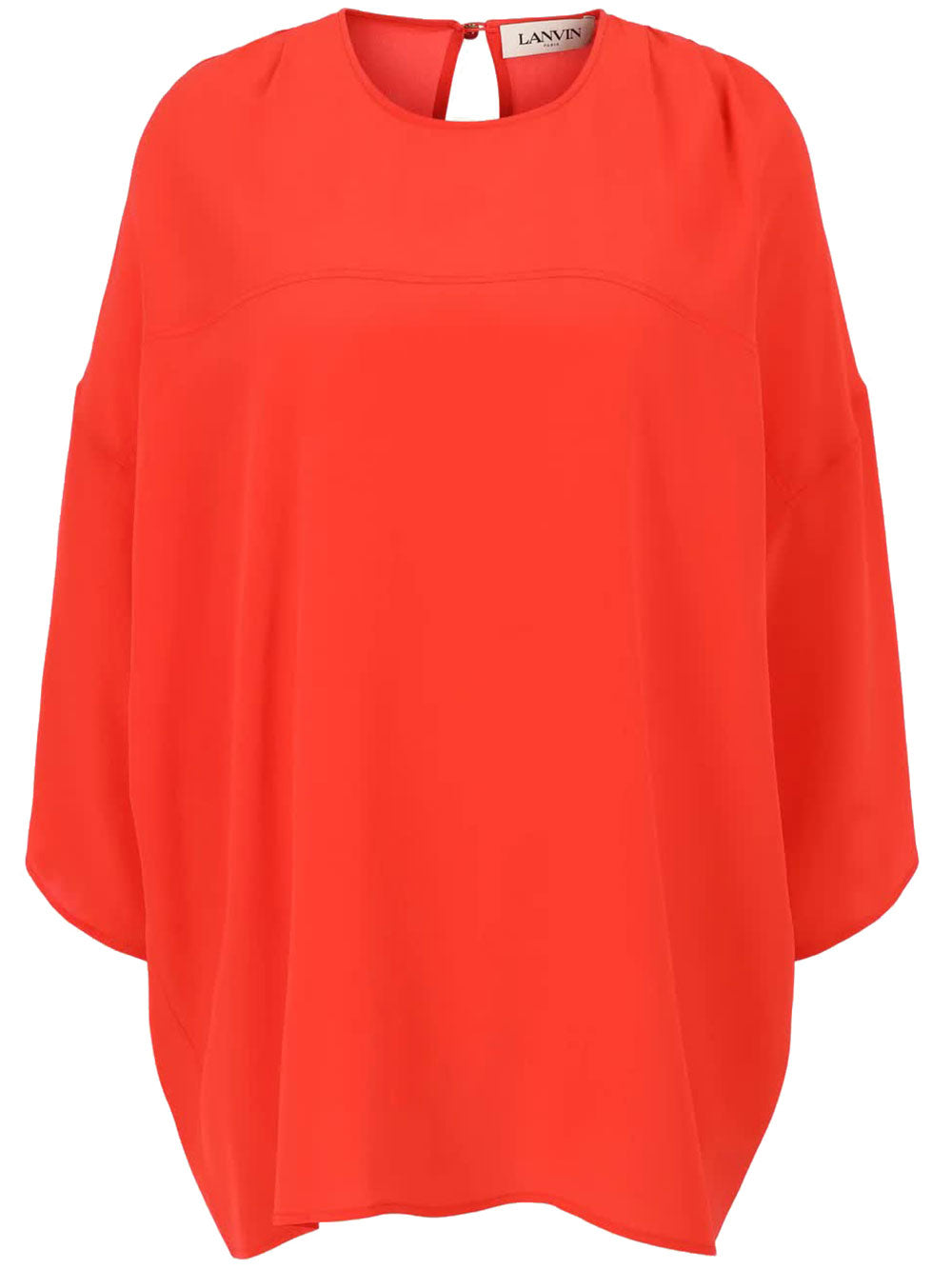 Red Round Neck Fluid Silk Top