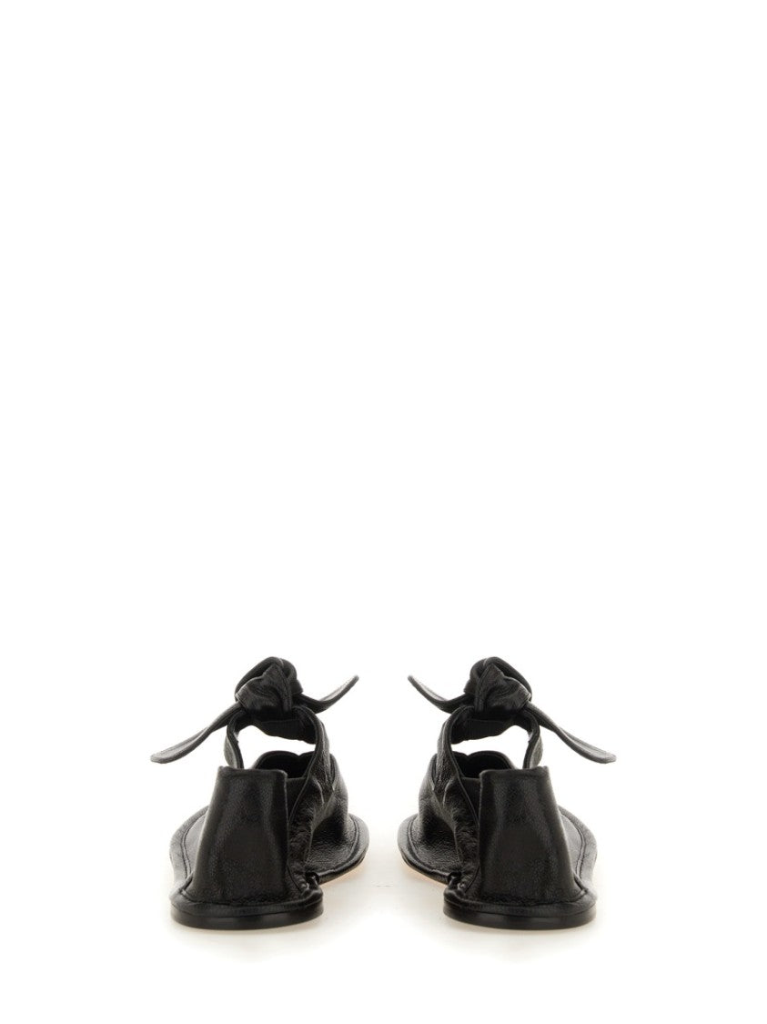 Knotted Black Lambskin Flats