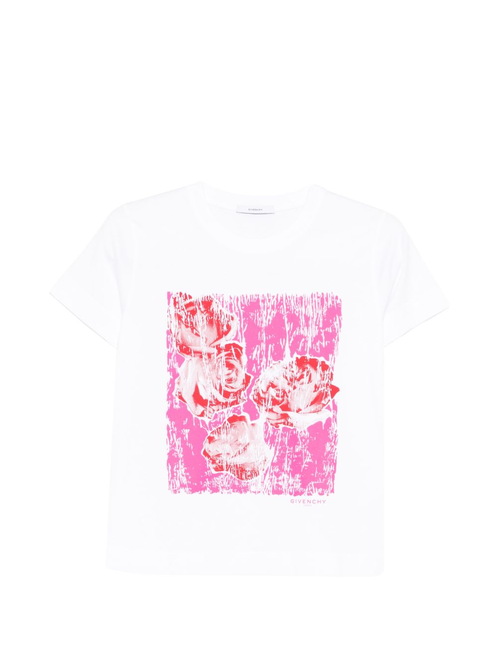 Abstract Floral Graphic Print Top in Silk and Nylon Blend