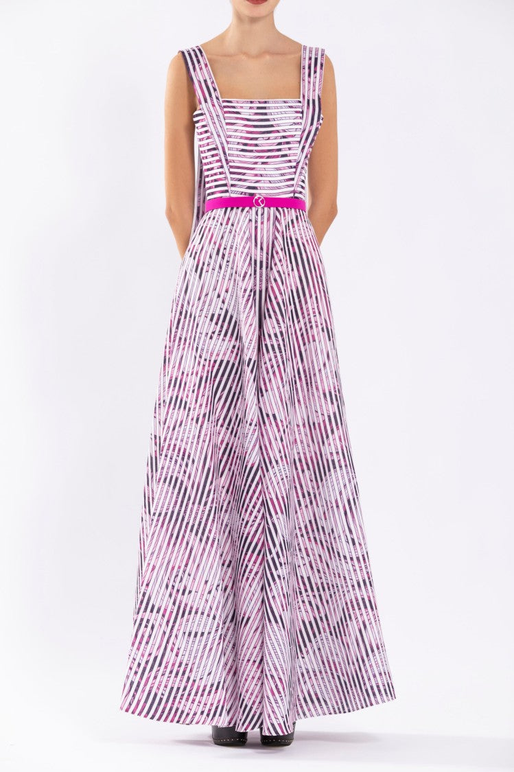Linen Dress With Striped Print