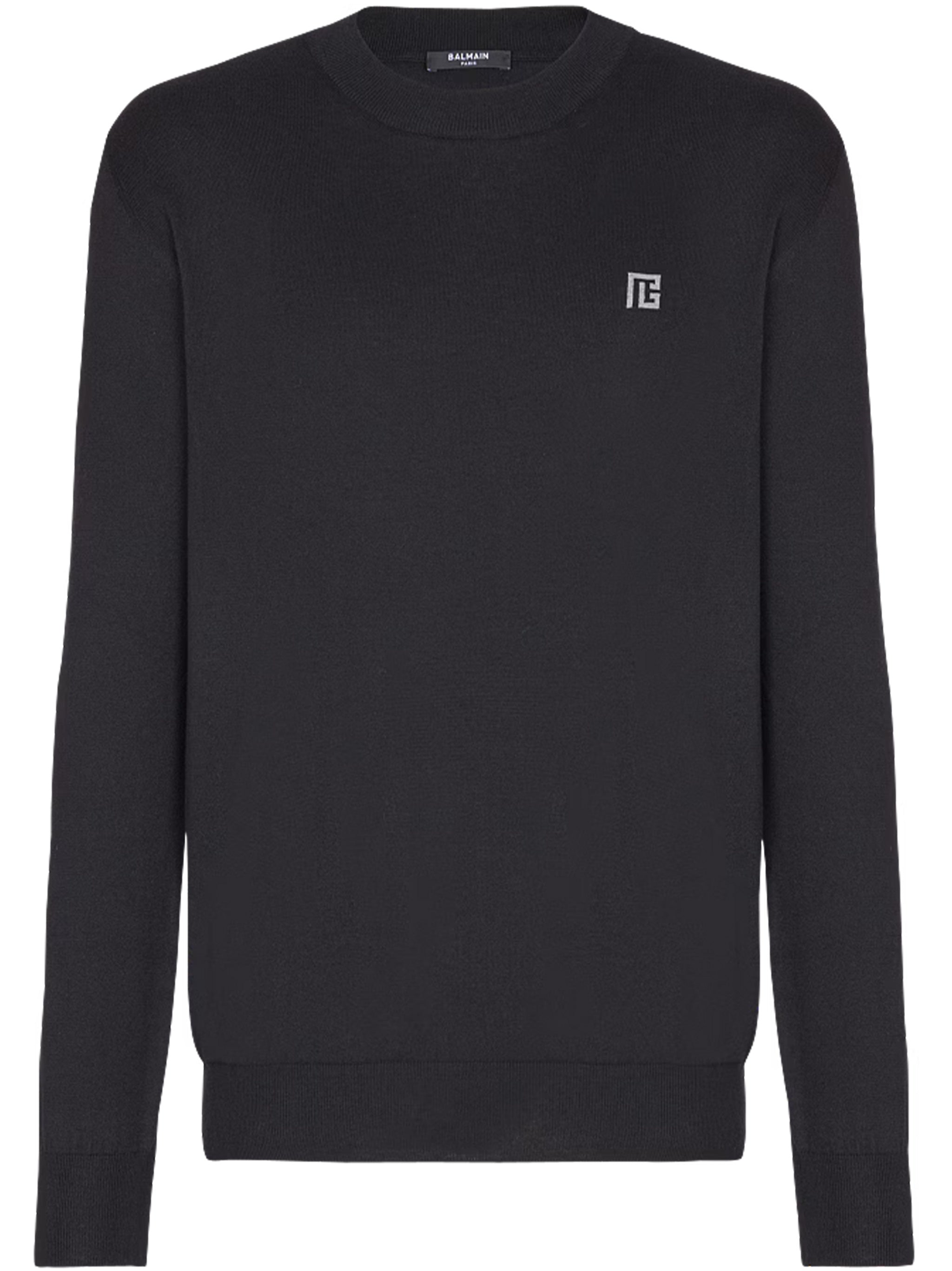 Black Classic Crew Neck Cotton Sweater