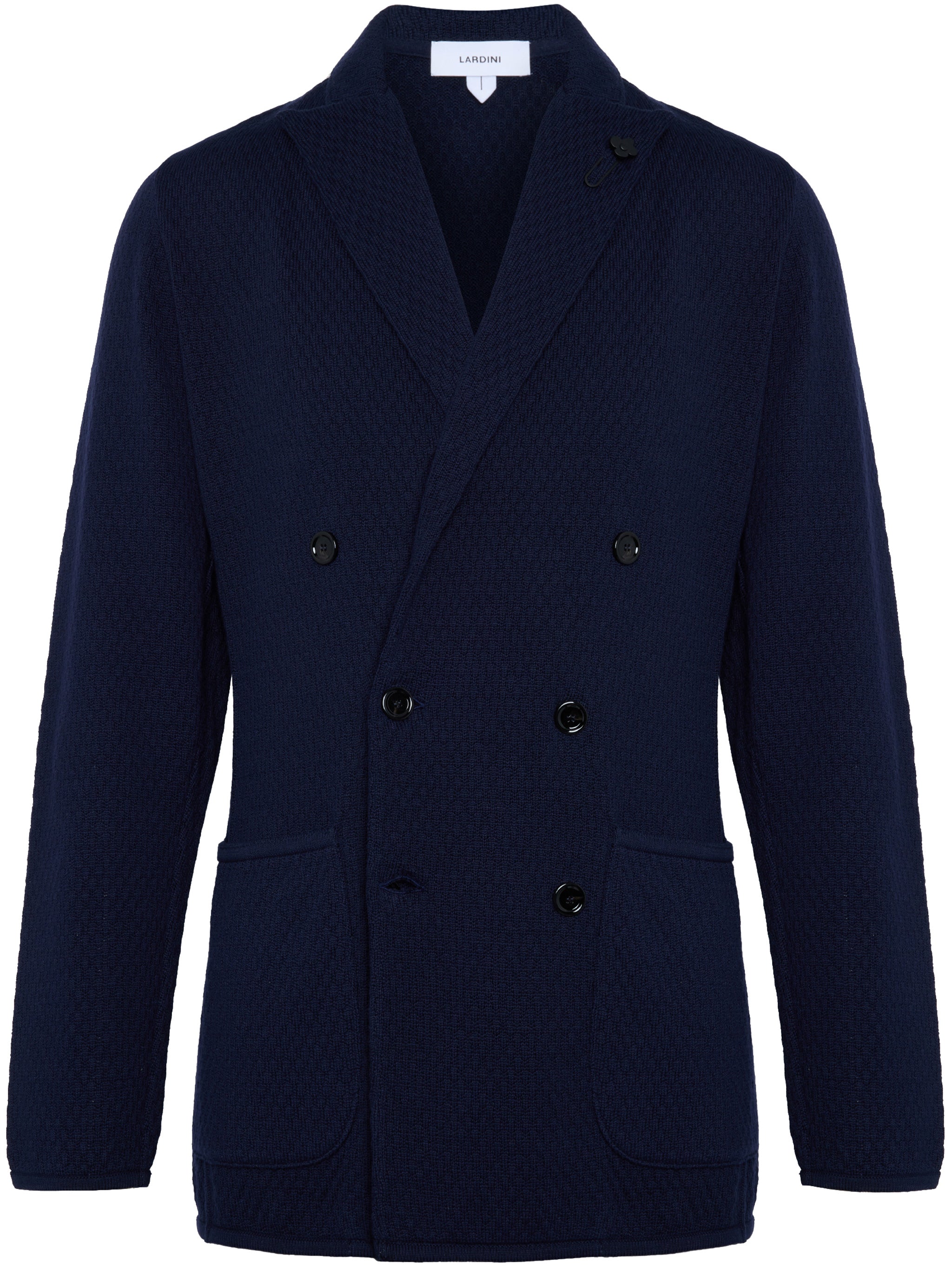 Black Knitted Double-Breasted Cotton Jacket