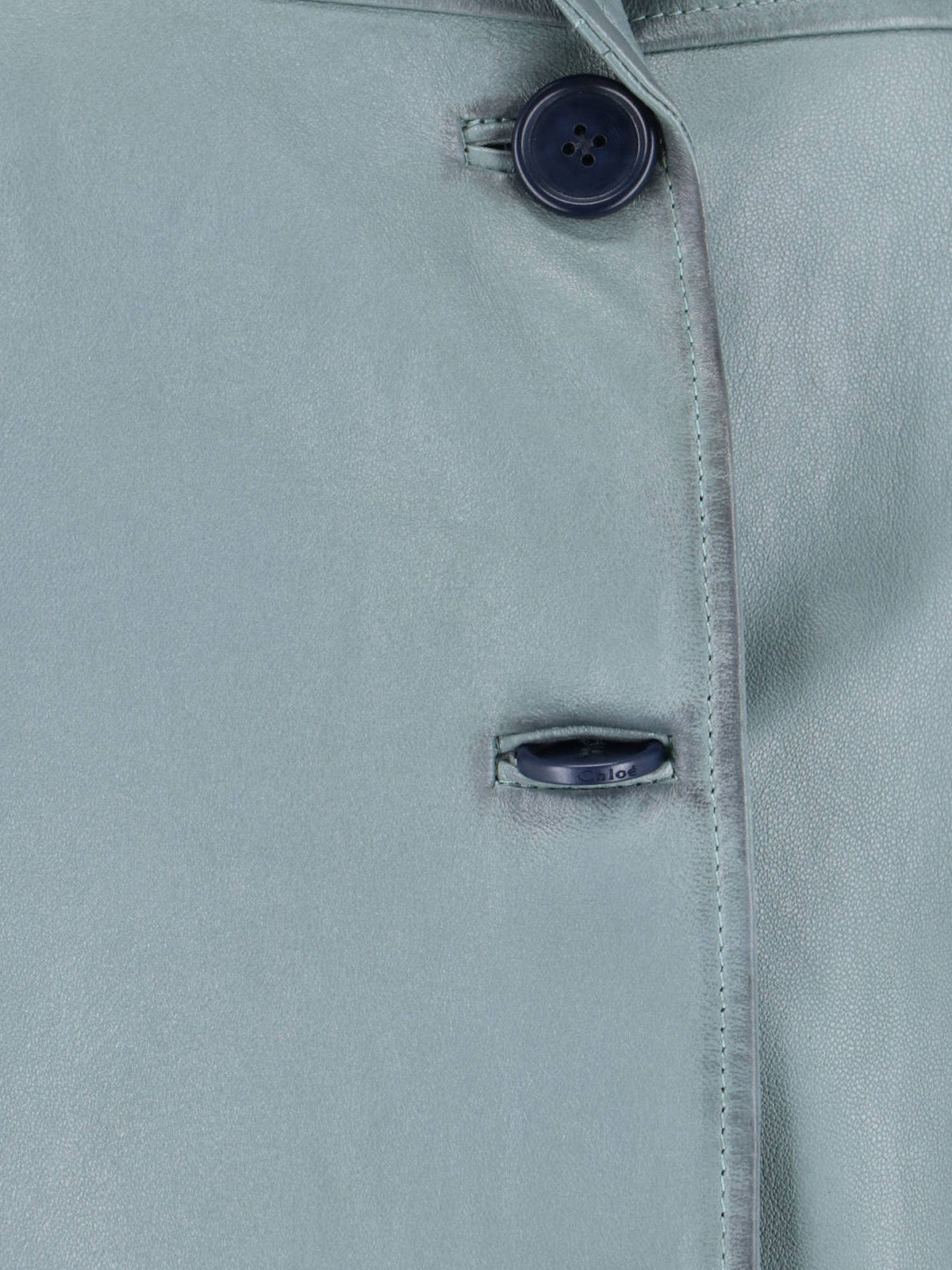 Blue Single-Breasted Lamb Leather Jacket