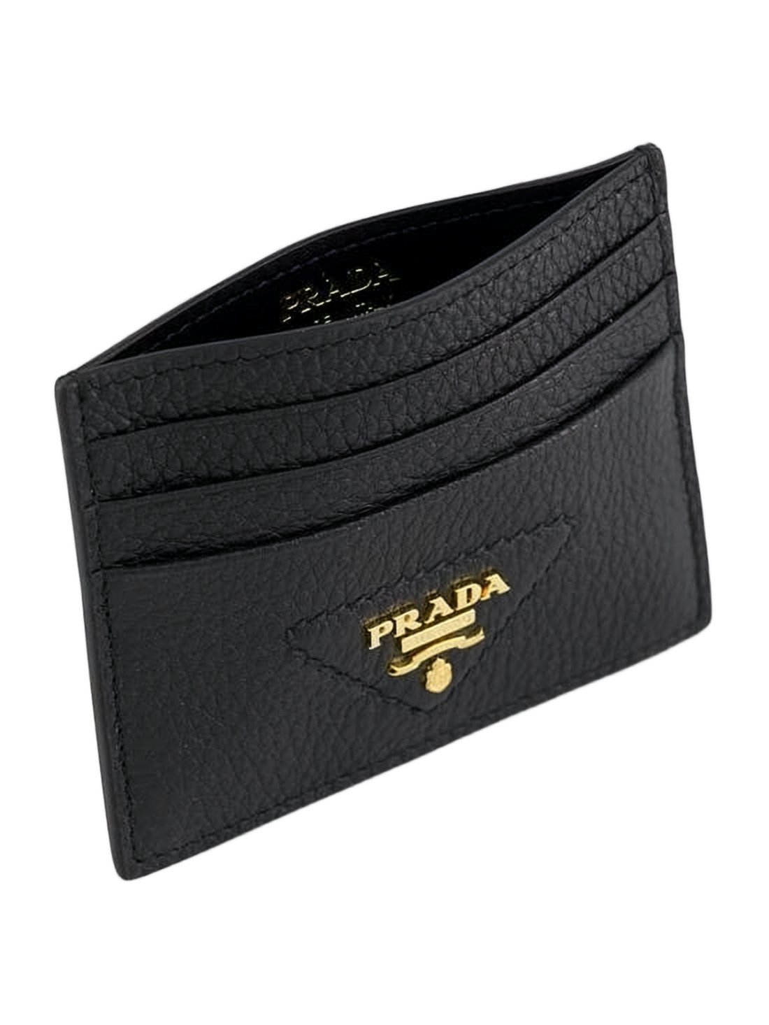 Textured Leather Cardholder with Gold-tone Logo
