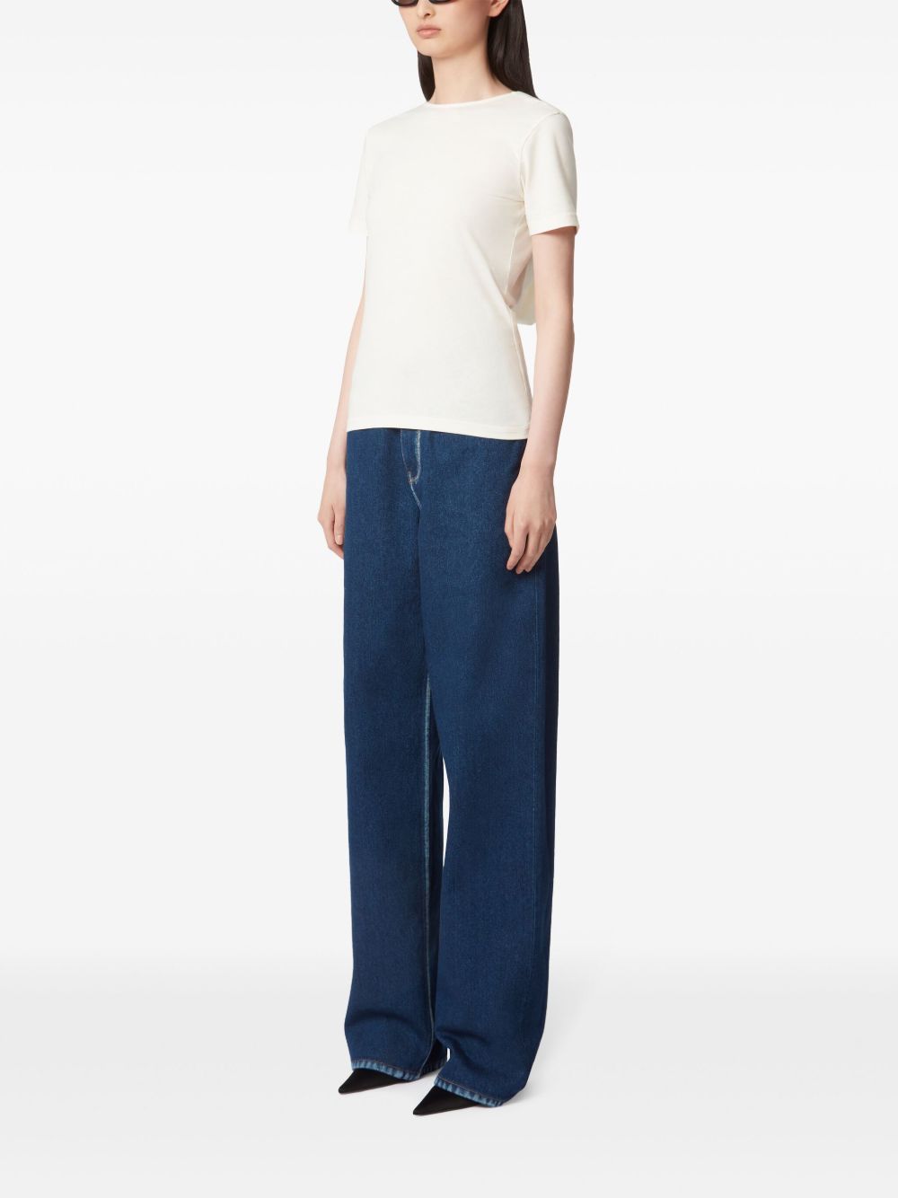 V-Back Draped Short-Sleeved Top