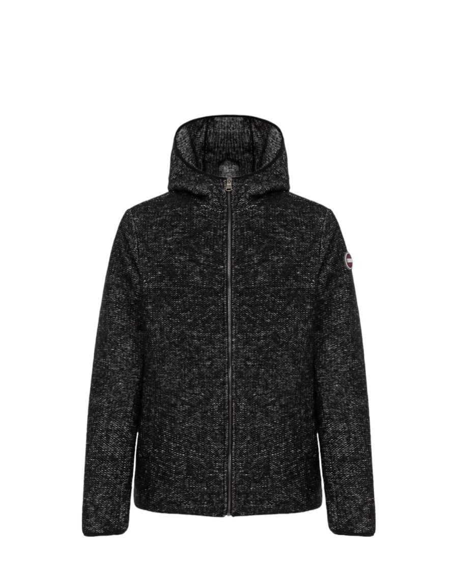 Black Virgin Wool Blend Fabric Hoodie