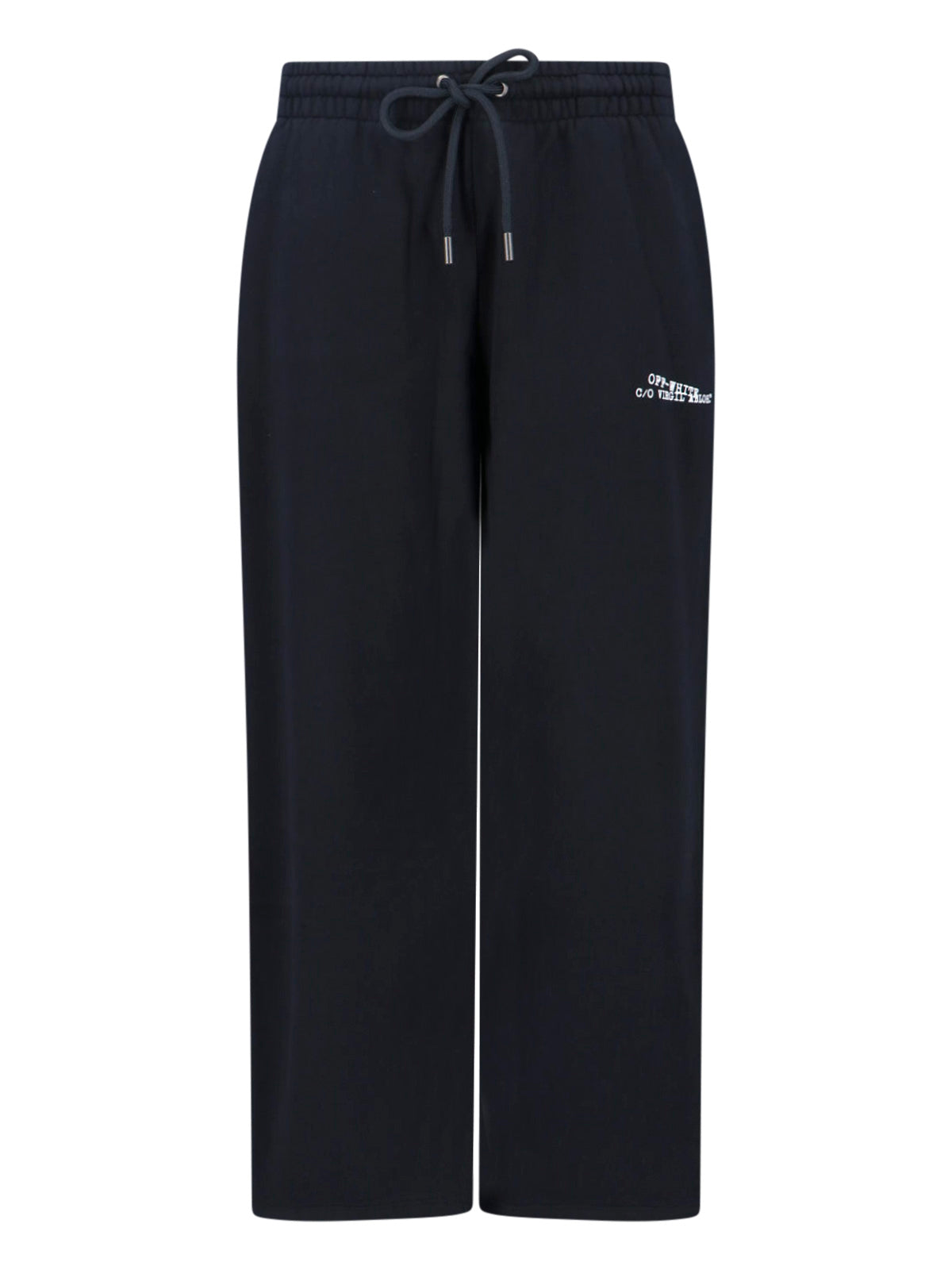 Black Logo Straight-Leg Cotton Pants