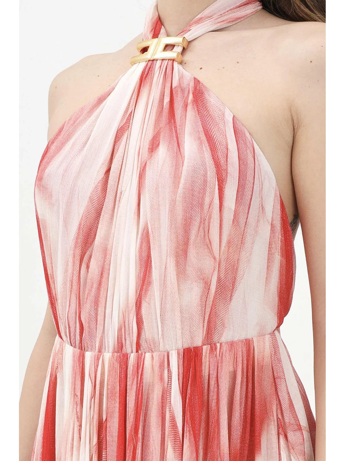 Red Viscose Voile Long Dress