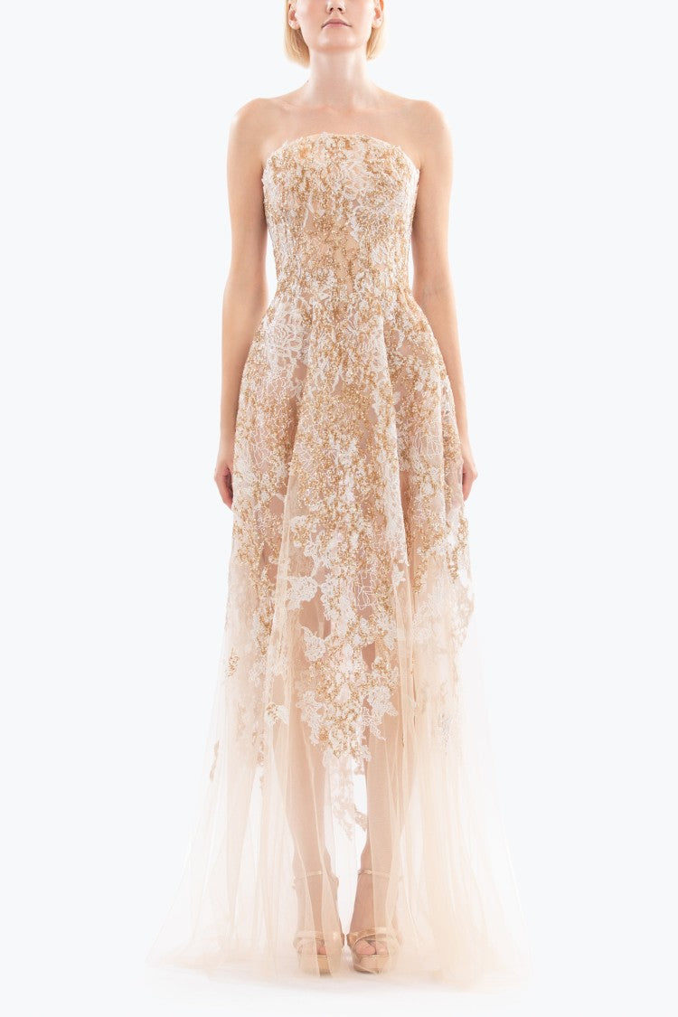 Embroidered Strapless Dress