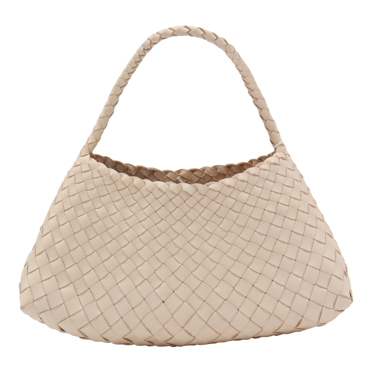 Crescent-Shaped Bag with Soft Woven Texture