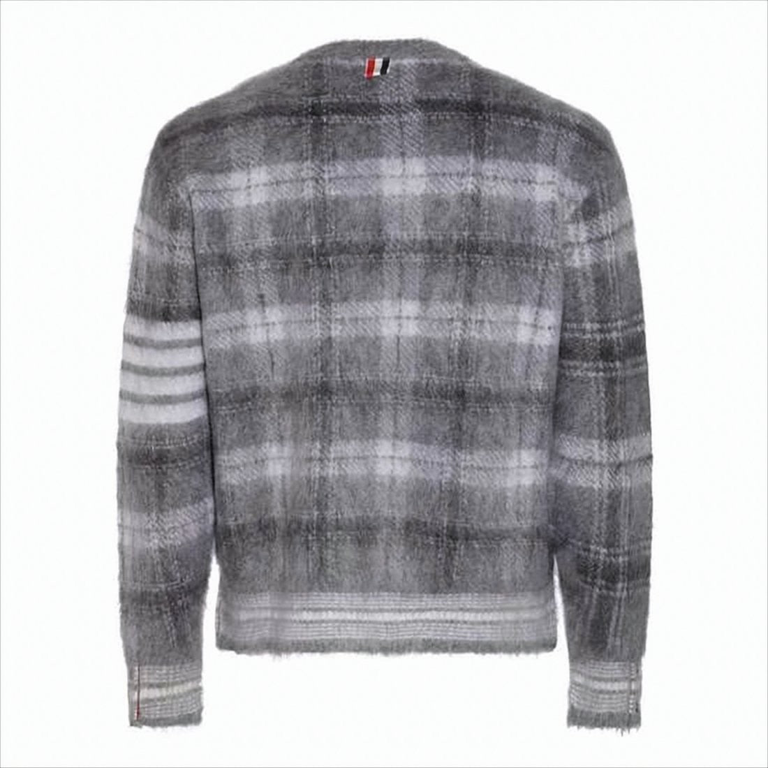 Plaid Knit Sweater with Fuzzy Texture and Cropped Hem