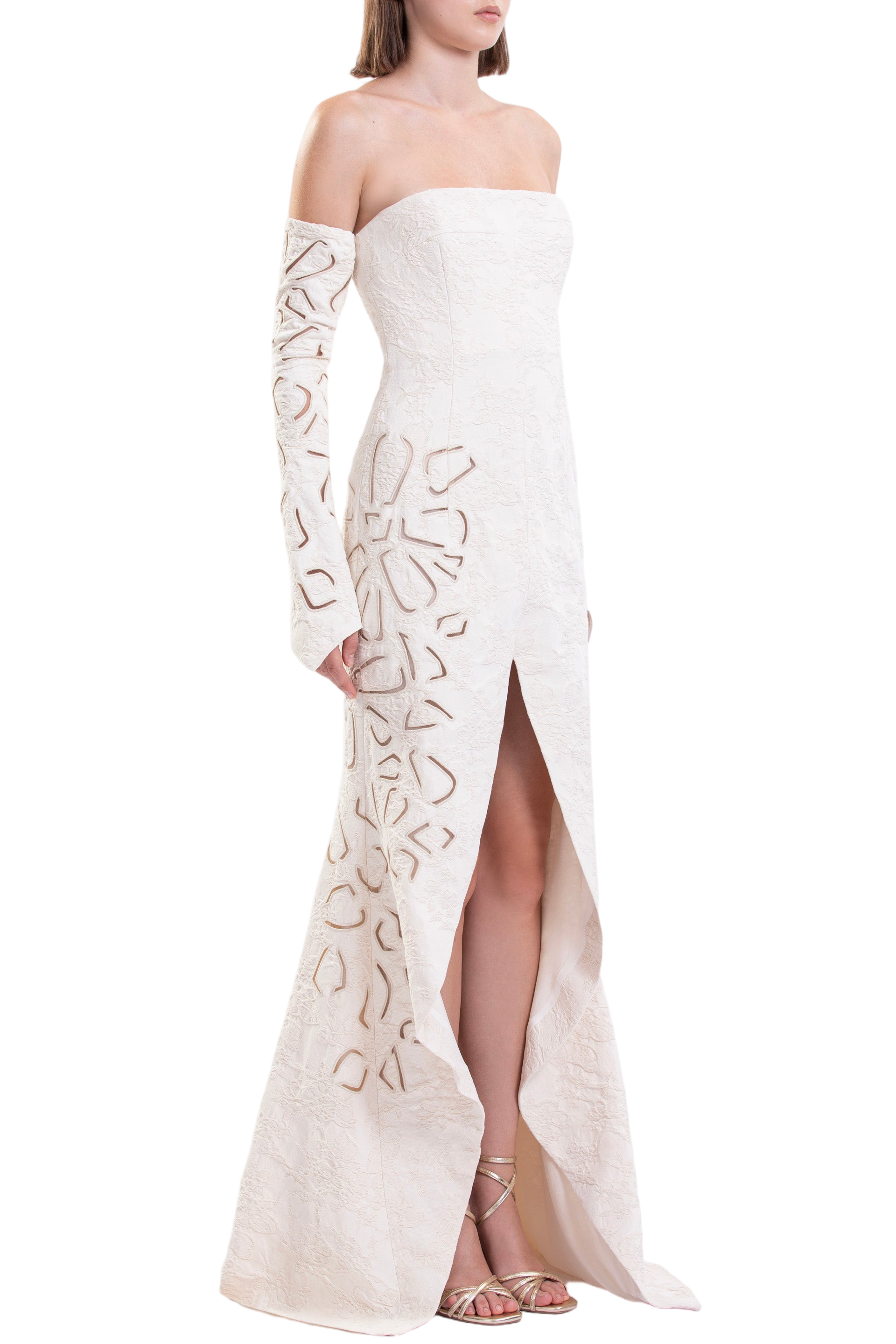 Jacquard Dress With Detachable Sleeves
