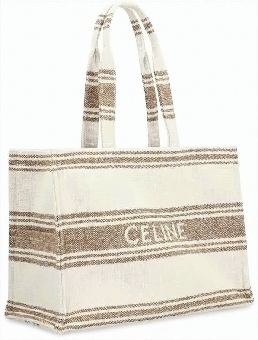 Woven Rectangular Tote Bag with Textured Stripes