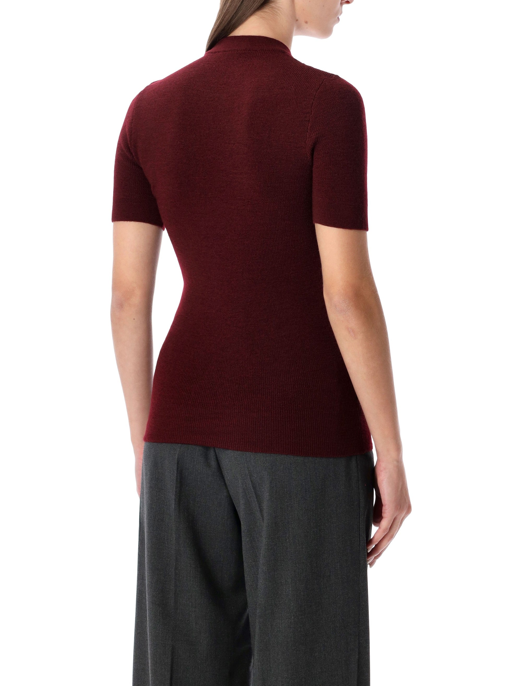 Burgundy Wool Sweater With Jewel Pendants