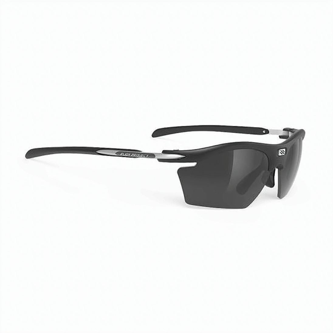 Wraparound Black Sunglasses with Semi-Rimless Frame